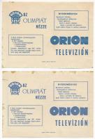 1967. "Olimpiai Sorsjegy Mexikó 1968" lyukasztás nélkül (2db) T:I-,II- fo