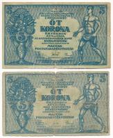 1919. 5K (2xklf) AZ OSZTRÁK-MAGYAR BANK... és MÁS TÖRVÉNYES... T:III-,IV Adamo K8.1