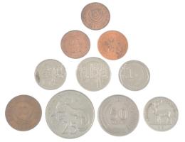 Uganda 1966. 5c (2x) + 10c + Szingapúr 1970. 50c + Jamaika 1971. 1c + 1984. 25c + Mauritius 1987. 1/2R + 1995. 5D + Namíbia 1993. 10c + 50c T:1-,2 Uganda 1966. 5 Cent (2x) + 10 Cent + Singapore 1970. 50 Cent + Jamaica 1971. 1 Cent + 1984. 25 Cent + 1995. 5 Dollar + Mauritius 1987. 1/2 Rupee + Namibia 1993. 10 Cent + 50 Cent C: AU,XF