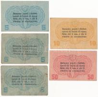 Olaszország / Velence / Osztrák-magyar megszállás 1918. 5c (3x) + 10c + 50c + T:I--IV
Italy / Venic...