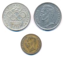 Románia 1930. 10L Cu-Zn + Lengyelország 1976. 200Zl Ag &quot;XXI. Olimpia&quot; + Venezuela 1977. 5B Cu-Ni T:2,2- Romania 1930. 10 Lei Cu-Zn + Poland 1976. 200 Złotych Ag &quot;XXI Olympics&quot; + Venezuela 1977. 5 Bolivares Cu-Ni C:XF,VF