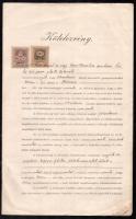 1901 Orosháza, kötelezvény a község gyámpénztárából felvett 200 K kölcsönről, aláírásokkal, 50+14 f okmánybélyeggel
