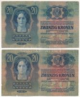1913. 20K fekete "ROMANIA TIMBRU SPECIAL" felülbélyegzéssel (2db) T:III beszakadások
Hung...
