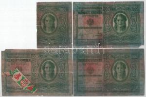 1912. 100K fekete "ROMANIA TIMBRU SPECIAL" felülbélyegzéssel (4db, egyiknek a fele hiányzi...