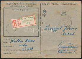 1944 Ajánlott tábori posta csomagszelvény Orosházára küldve