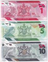 Trinidad és Tobago 2020. 1D + 5D + 10D T:I  Trinidad and Tobago 2020. 1 Dollar + 5 Dollars + 10 Dollars C:UNC