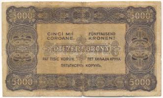 1923. 5000K "5B06 012389", "Magyar Pénzjegynyomda Rt. Budapest" nyomdahely jelöl...