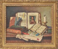 Apátfalvi Czene János (1904-1984): Csendélet. Olaj, vászon, jelezve jobbra lent. Dekoratív fakeretben. 40×50cm