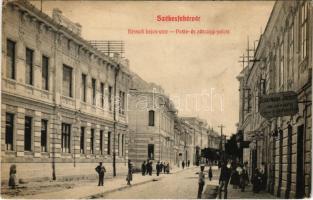 1912 Székesfehérvár, Kossuth Lajos utca, Posta és pénzügyi palota, Schaumann József aranyozó és Végh Testvérek üzlete (EK)