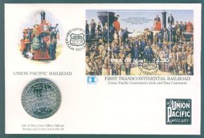 Man sziget 1992. 1C "Amerika felfedezése" érmés borítékon bélyegblokkal, elsőnapi bélyegzővel T:PP