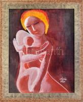 Kádár Béla jelzéssel: Anya gyermekével. Olaj, karton. Üvegezett, dekoratív fakeretben, 60×47,5 cm