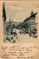 1899 (Vorläufer) Pécs, Város templom, piac. Fischer Ferenc kiadása (EK)