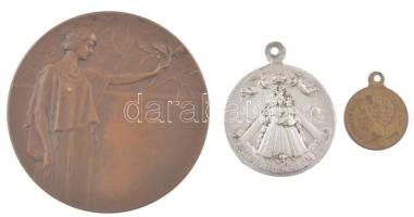 Németország 1900-1920. Hűséges szolgálatért - Adelsheim kétoldalas bronz emlékveret, kitöltetlen (40mm) + Kevelaer-i emlék kétoldalas Mária-érem (22mm) +Franciaoszág, őrmesteri kitüntetés miniatűr medálja (13mm) T:1-,2