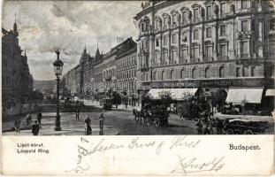 1902 Budapest XIII. Lipót körút, Sturm József Pilseni Sörcsarnoka, villamos, Vígszínház kávéház (szakadás / tear)