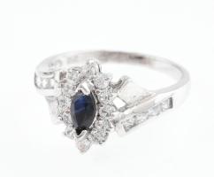 Ezüst(Ag) gyűrű kőékítéssel, jelzett, méret: 58, bruttó: 3,4 g