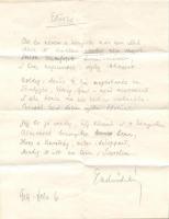 Endrődi Béla író, újságíró kézzel írott és aláírt verse