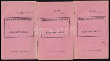 1911 Cibakházai Motor-Malom Rt. 3 db könyvecskéje, egy két bejegyzéssel, pecséttel.