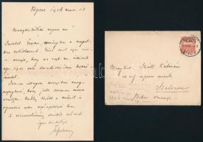 1906 gróf Tisza István (1861-1918) miniszterelnök saját kézzel írt levele Szél Kálmán nagyszalontai esperesnek melyben református egyházi ügyben értekeznek egy kézzel beírt oldal