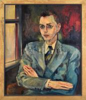 Ember János, működött a XX. sz. első felében-közepén: Expresszív portré (önarckép?), 1943. Olaj, vászon. Dekoratív fakeretben. 74x61 cm.