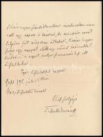 1896 Tisza Kálmán (1830-1902) miniszterelnök saját kézzel írt levele Szél Kálmán nagyszalontai esper...