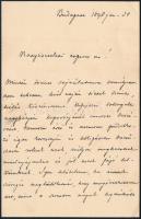 1898 gróf Tisza István (1861-1918) miniszterelnök autográf levele Szél Kálmán nagyszalontai esperesnek melyben kifjezi köszönetét Tisza Lajos (1832-1898) miniszter sírjánál mondott szép beszédért. Kettő kézzel beírt oldal