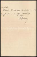 1898 gróf Tisza István (1861-1918) miniszterelnök autográf levele Szél Kálmán nagyszalontai esperesn...