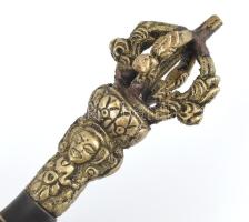 Tibeti Vadzsra csengő, fém, nyelvvel, hibátlan, m: 13,5 cm