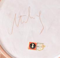 Mihály Béla: Dísztál. Színes mázakkal festett kerámia, jelzett, hibátlan, d: 29 cm