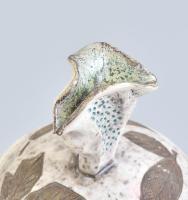 Leveles bombonier, mázas kerámia, jelzett, kézzel festett, ragasztott, lepattanással, m: 20 cm