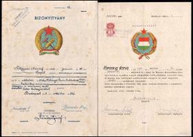 cca 1960-80 14 db szocreál oklevél, bizonyítvány (szakmunkás bizonyítvány, építőipari gépkezelő bizo...
