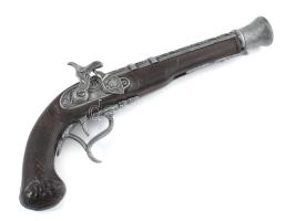 Antik kovás pisztoly igényes gyűjtői replikája. Fém, műanyag, h: 34 cm