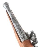 Antik kovás pisztoly igényes gyűjtői replikája. Fém, fa, h: 35 cm