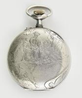 Huginennin horgász zsebóra, gravírozott horgász motívummal, fém tokos, működő, jó állapotba, hibátla...