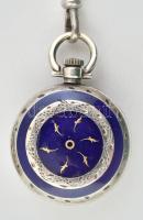 Pax női zsebóra zománc berakásos ezüst tokkal, jelzett, ezüst lánccal, eredeti tokkal. Működő, szép ...