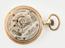 Elgin nagy méretű zsebóra, aranyozott fém tokkal, enyhén kopott számlappal, működő, jó állapotban d:...