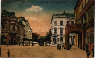 1923 Sopron, Erzsébet utca, villamos (ragasztónyom / glue mark)
