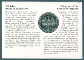 NSZK 1991. "Brandenburgi Kapu" bélyeges érmés borítékon, elsőnapi bélyegzővel, hátoldali i...