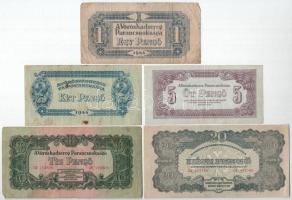 1944. 1P-50P (6xklf) + 100P (2x) "A Vörös Hadsereg Parancsnoksága" T:III,III- fo.