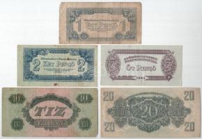 1944. 1P-50P (6xklf) + 100P (2x) "A Vörös Hadsereg Parancsnoksága" T:III,III- fo