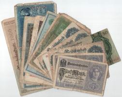 Német Birodalom / Németország / Weimari Köztársaság 1908-1923. 12db vegyes bankjegy T:III-IV German Empire / Germany / Weimar Republic 1908-1923. 12pcs of mixed banknotes C:F-VG
