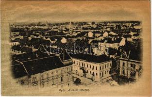1926 Győr, látkép, zsinagóga. Szántó Imre kiadása (EK)