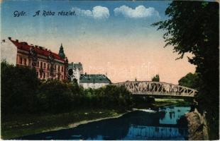 1922 Győr, Rába részlet, híd (EK)