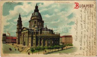 1900 Budapest V. Bazilika. Fény felé tartandó / hold to light litho (kopott sarkak / worn corners)