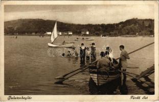 Balatonboglár, Fürdő élet, evezős csónak, fürdőzők (EK)