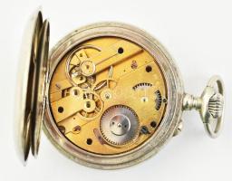 Szép számlapos, acél tokos zsebóra. hibátlan festett számlappal, működő, jó állapotban d: 50 mm