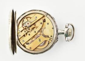 Ezüst (Ag) tokos zsebóra. kissé sérült zománc számlappal, működő, jó állapotban d: 50 mm