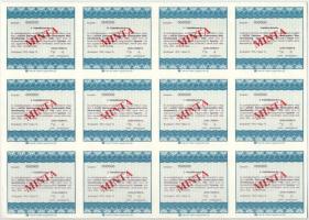 1989-2002. 16 darab magyar részvény "MINTA" felülbélyegzéssel, illetve "MINTA" p...