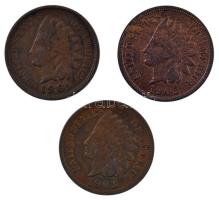 Amerikai Egyesült Államok 1901-1905. 1c bronz Indián fej (3xklf) T:2,2- USA 1901-1905. 1 Cent bronze Indian head (3xdiff) C:XF,VF