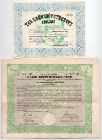 Budapest 1946. "Magyar Czukoripar - Részvénytársaság" részvényelismervény 100P névértékű r...