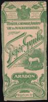 Pejér Gyula, Arad, fűszer, csemege, ásványvíz és magkereskedés, szecessziós számolócédula, lapszéli apró sérülésekkel, hajtásnyommal